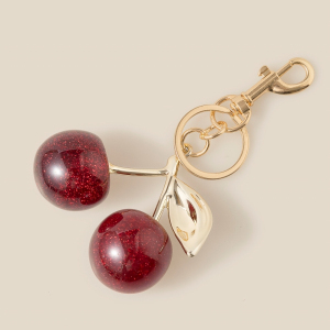 Glitter Resin Cherry Bag Charm