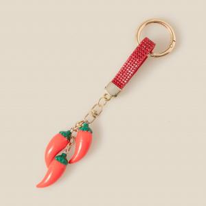 Mini Chilies And Pave Tag Bag Charm