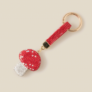 Pave Red Mushroom And Tag Bag Charm