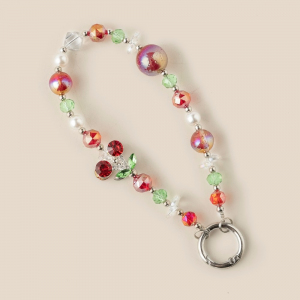 Clear Beads Cherry Charms Bag Chain