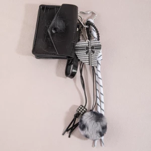 Mini Wallet And Leopard Heart Pom Bag Charm