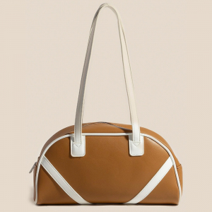 Stripe Accent Leather Hand Bag