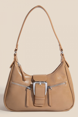 Large Buckle Triple Zipper Hand Bag