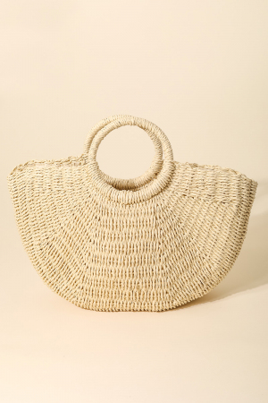 Half Moon Straw Tote Bag