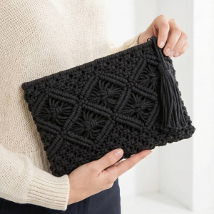 Crochet Clutch Tassel Bag