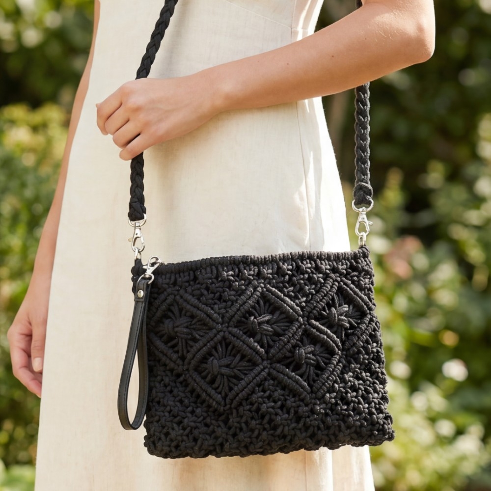 Crochet Clutch Tassel Bag
