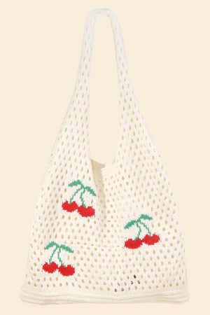 Cherry Print Net Shoulder Bag