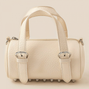 Leather Buckle Strap Cylinder Hand Bag