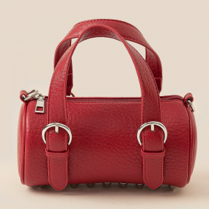 Leather Buckle Strap Cylinder Hand Bag