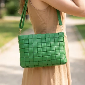 Woven Vegan Leather Wristlet Clutch Bag