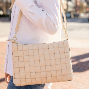 Faux Leather Basket Weave Hand Bag