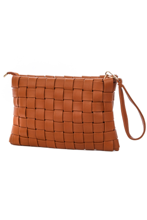 Faux Leather Basket Weave Hand Bag