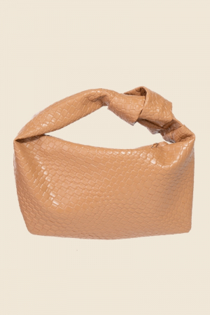 Weave Pattern Knotted Handle Hand Bag