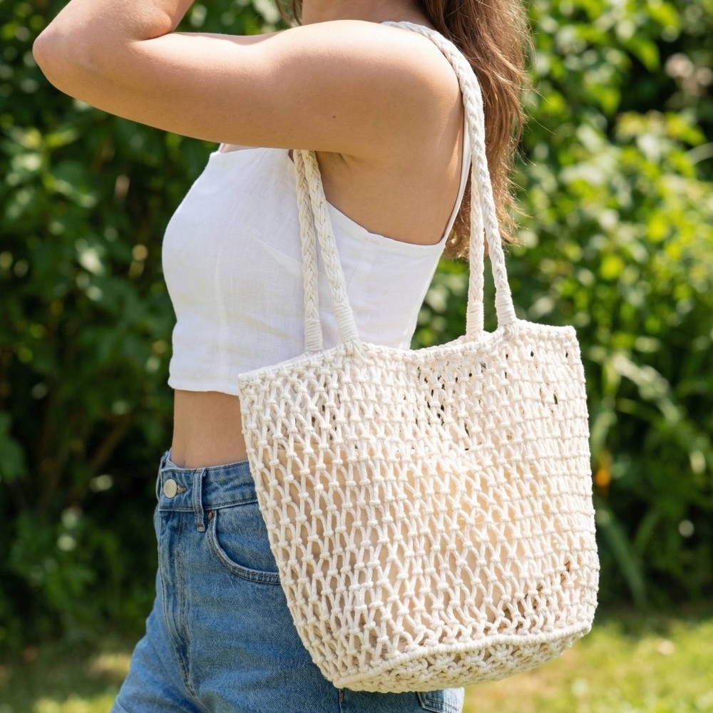 Braided Net Tote Bag