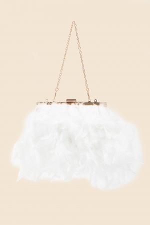 Feathered Chain Strap Hand Bag