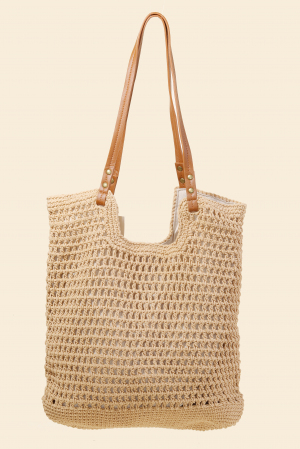 Straw Braided Rectangle Tote Bag