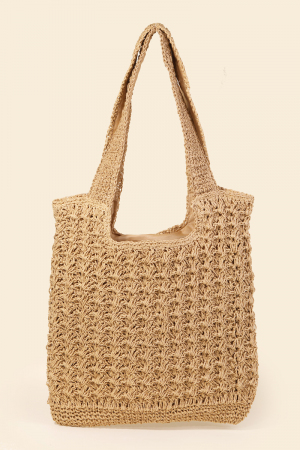 Intricate Straw Knit Tote Bag