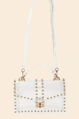 Rhinestone Studded Clear Clutch Bag