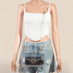 Transparent Rectangle Rhinestone Trim Bag