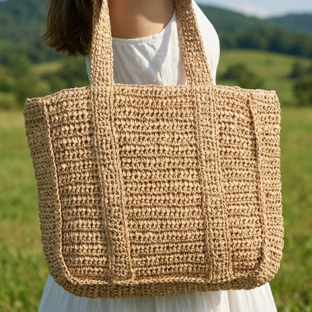 Straw Braided Pattern Tote Bag