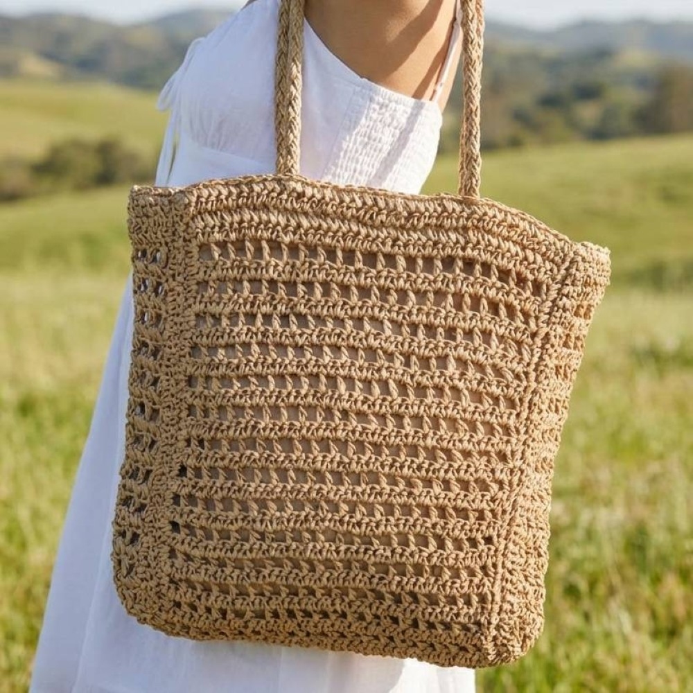 Straw Braided Beach Tote Bag