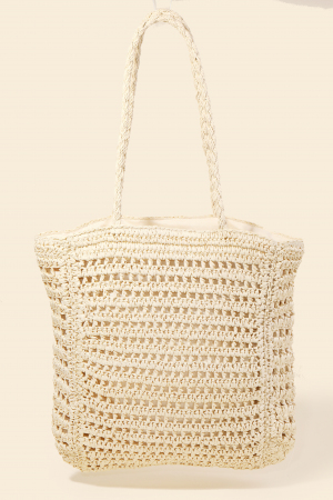 Straw Braided Beach Tote Bag