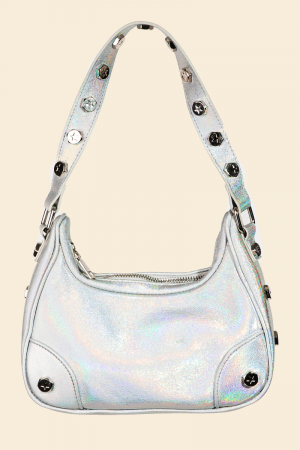 Star Button Trim Hobo Handbag