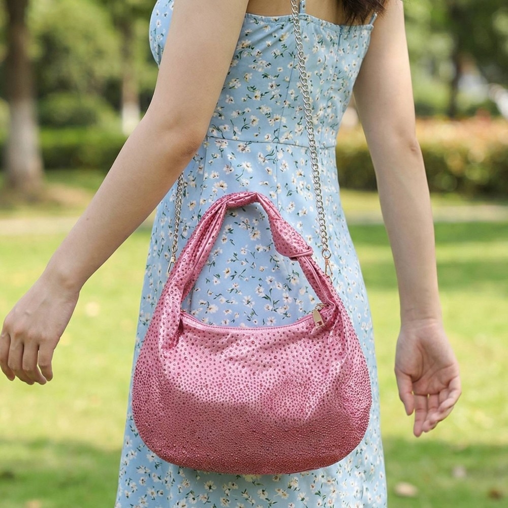 Rhinestone Studded Hobo Bag