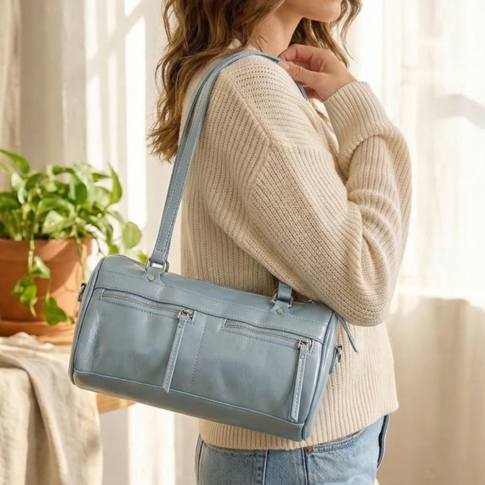 Mini Pocket Glossy Barrel Bag