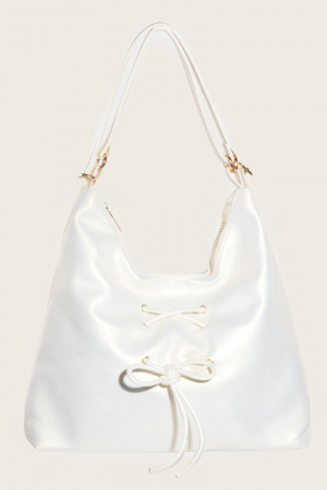 Leather String Bow Know Shoulder Bag