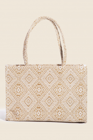 Geometric Paisley Print Tote Bag