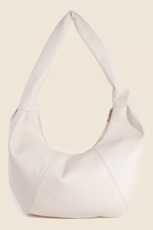 Panel Stitch Crescent Leather Shoulder Bag