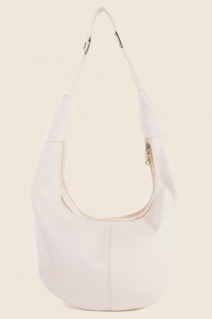 Panel Stitch Deep Crescent Leather Tote Bag