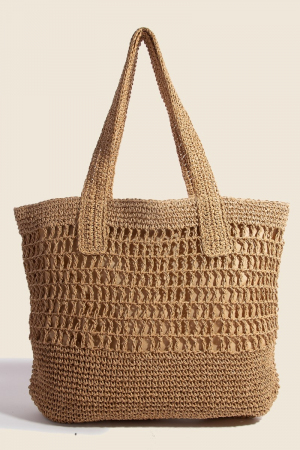 Mixed Straw Braided Hobo Tote Bag