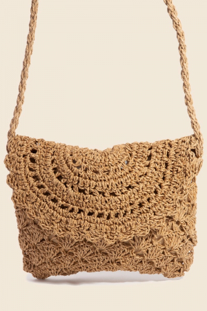 Intricate Straw Braided Envelope Hand Bag