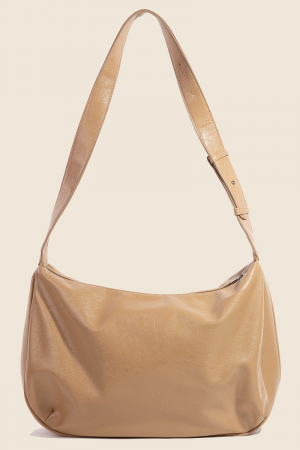 Leather Hobo Crescent Shoulder Bag