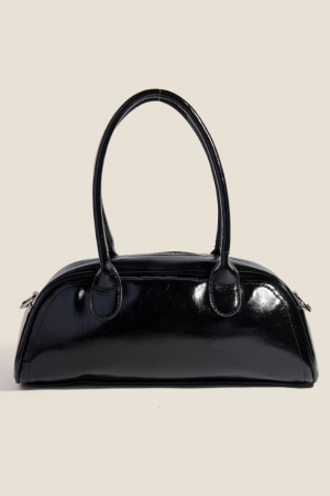 Wide Glossy Baguette Hand Bag