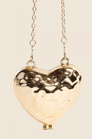Metallic Hammered Heart Clutch Coin Purse