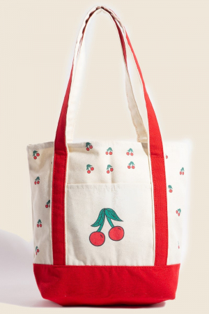 Cherry Print Mini Tote Bag