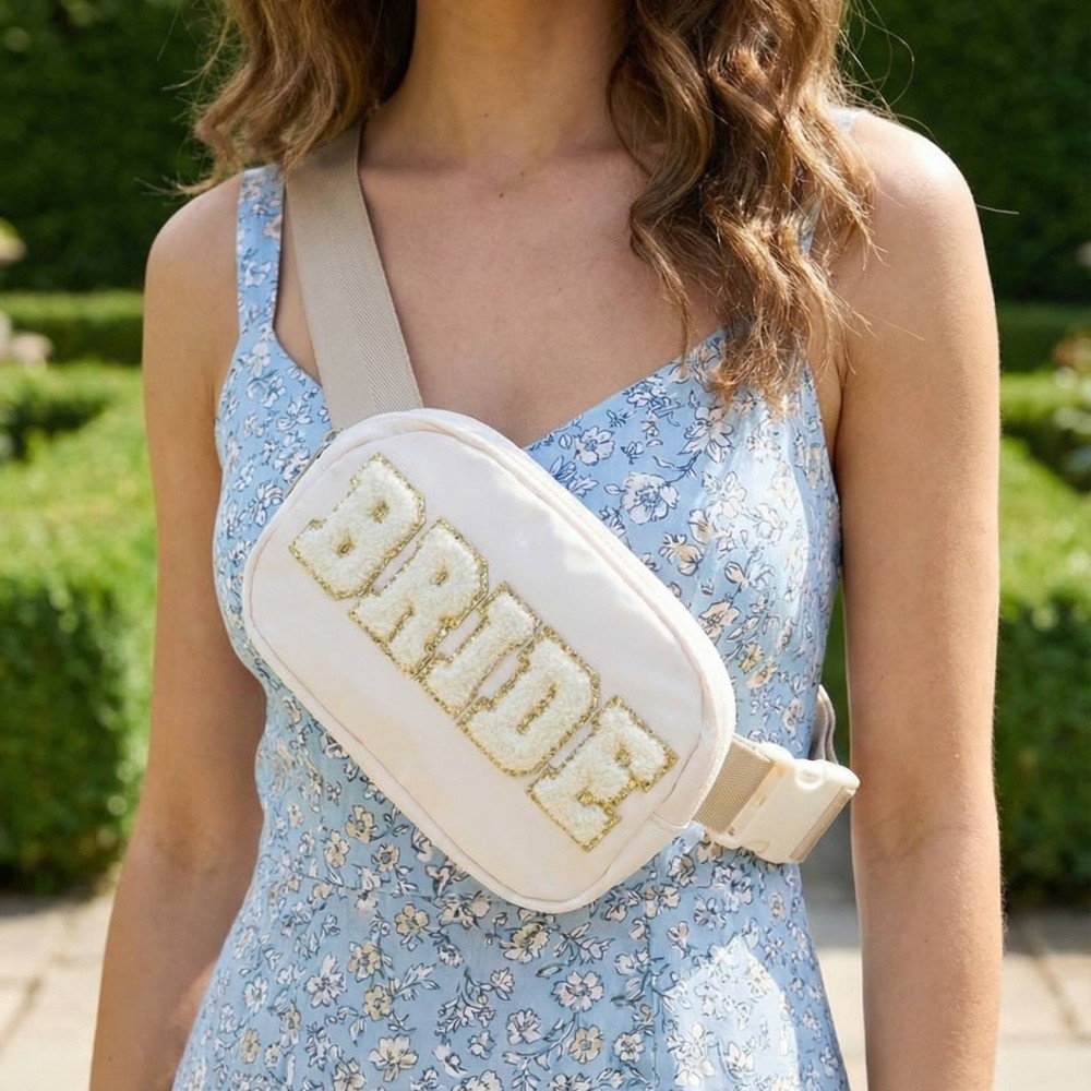 Fuzzy Glitter Bride Crossbody Bag