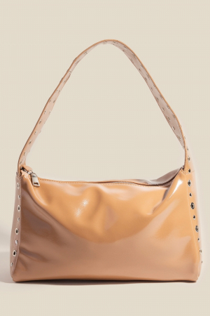 Wide Boxy Grommet Hand Bag