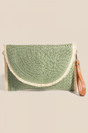 Paper Braided Round Flat Envelope Clutch Bag