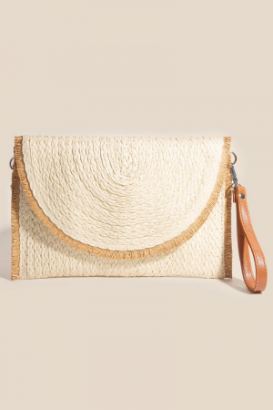 Paper Braided Round Flat Envelope Clutch Bag