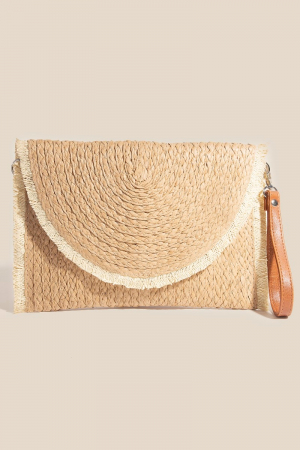 Paper Braided Round Flat Envelope Clutch Bag