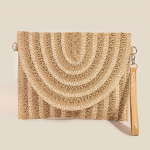 Two Tone Woven Paper Envelope Clutch Bag