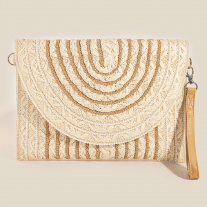 White Cord Braided Accent Paper Envelope Clutch Bag