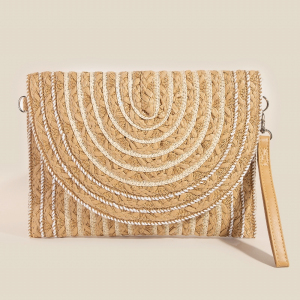 White Cord Braided Accent Paper Envelope Clutch Bag