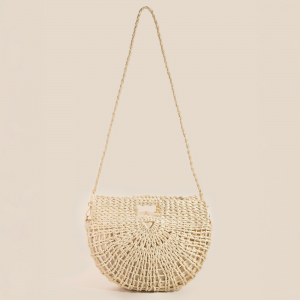 Semi Circle Straw Woven Hand Bag