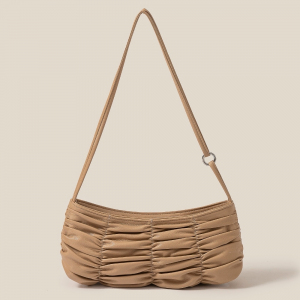 Segmented Pleated Leather Hand Bag