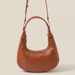 Leather Round Multi Panel Hand Bag